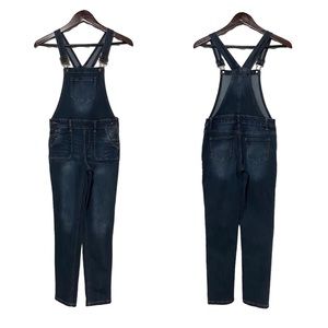 So Overalls Dark Wash Distressed Denim Overalls Blue